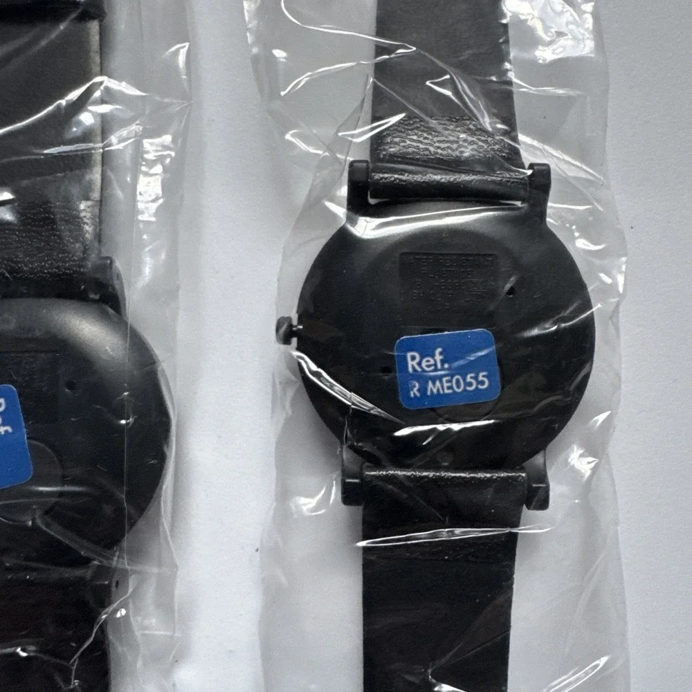 2 Lorus Disney Land 35 Years Black Round Bezel Black Leather Band Watch NOS